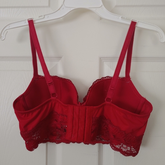 Adore Me red floral lace longline bra - Picture 6 of 9